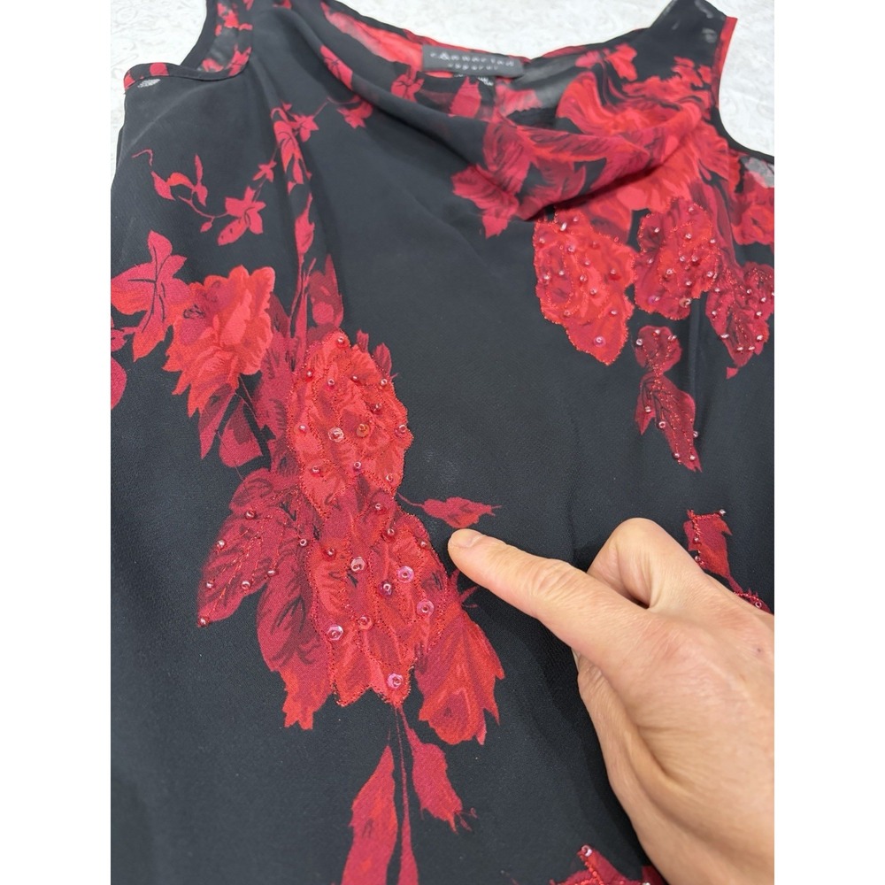 Y2K Connected Floral Fairy Grunge Cowl Neck Handkerchief Hem Dress S Whimsigoth - Picture 7 of 13